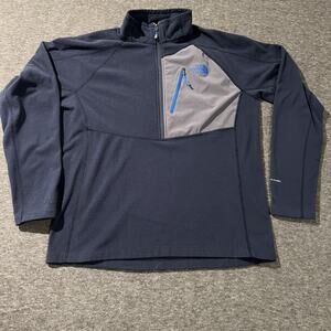 The North Face Mens Large LG Blue Gray Tech 100 Flashdry 1/2 Zip Fleece Pullover